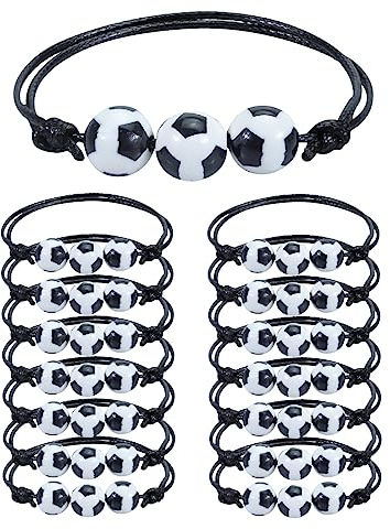 15 Stück Fußball Armband Schmuck,Football Party Mitgebsel Kinder,Geflochtenes Verstellbares Fussball Armband für Feiern Sport Kindergeburtstag,Verstellbares Armband Fußball Sport Gewebte Armband