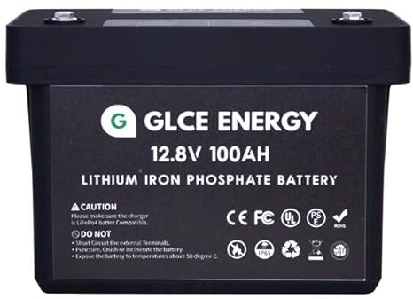 Batterie Lithium 12V 100Ah, GLCE ENERGY Batterie LiFePO4 4000~15000+Batterie à cycle profond avec BMS 100A intégré pour RV,Marine,Stockage d'énergie solaire,Alimentation de secours,Camping et autres
