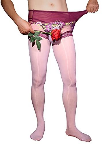 BESYFAY Herren Sissy 8 Denier Öl Glänzend Niedrige Taille Strumpfhosen Ultradünn Seidenstrumpfhose Männer Strumpfhose