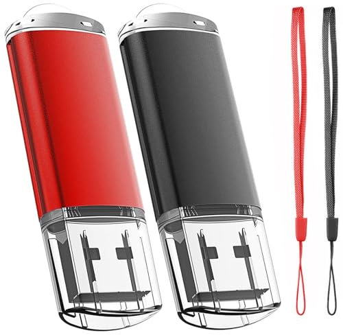 Cle USB 64 Go, EASTBULL Clé USB 2.0 Flash Drive Stockage Disque Mémoire Stick avec Cordes, Ensemble de Deux, Vert/Or