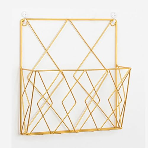 Piuytrew Porte-revues muraux, Porte-revues, Petit Porte-journaux en métal pour Toilettes de Salle de Bain et Plus Encore, Support Mural de journaux pour Salon et Bureau,d'or