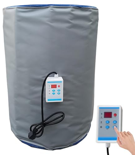 pealiritansemen 55 Gallon Barrel Heater, 2000 W Drum Heating Blanket, Barrel Heating Tape, for Plastic Tank, Metal Oil Drum, 15 mm Thick Heating Layer, for Industrial Raw Material,Grey