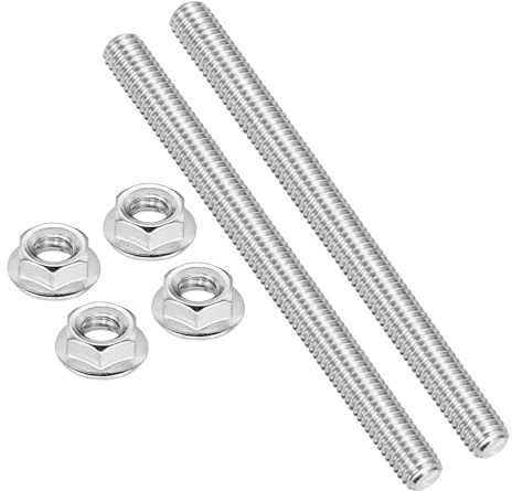 PATIKIL 2 Pezzi Barre Filettate 3/8-16x100mm Con Dadi Esagonali 304 Acciaio Inossidabile Barre Filettate Complete Filettatura Destra Con 4 Dadi A Flangia Per Morsetti Sospensioni