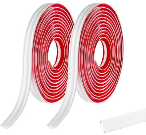 5Mx2 rouleaux PVC Joint d'Étanchéité Autocollant Bordure de Finition Plan de Travail Cuisine Angle Mur, Joint Mur Intérieur Profil Finition Bande Finition Calfeutrage Moulure Plinthe,12x6mm Blanc Mat