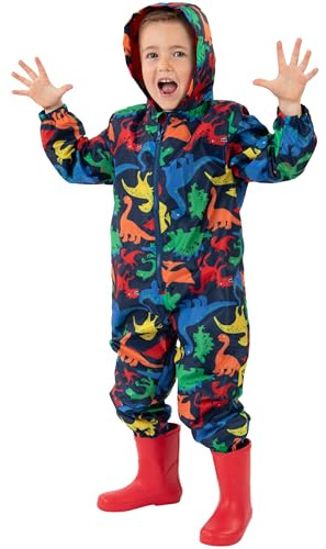 Harry Bear Boys Puddlesuit, Dinosaur Kids Puddle Suit, Dinosaur Boys Raincoat, Kids Rain Jacket, Blue 5-6 Years