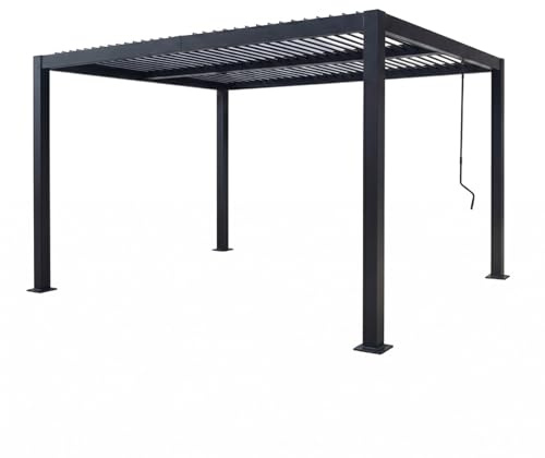 CONCEPT USINE | Pergola Bioclimatica CORFU Nero | 4 x 3 m | Struttura in Alluminio | Lamelle Orientabili | Design Pulito & Funzionale | Mobili Contemporanei Durevoli | Comfort & Durabilità Quotidiana