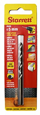 Starrett Split Point Drill Bits - HSS High Speed Steel 5x86mm KBAR050 Twist Drill Bit - For Steel Cast Iron Wood Soft Materials Iron