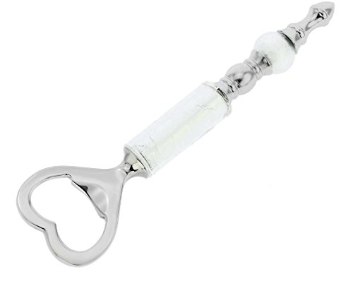 Apribottiglie in vetro di Murano italiano - argento bianco