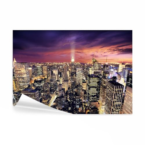 decomonkey Fototapete selbstklebend New York Stadt City, 343x256 cm, XXL | Hochhauser, Licht, Selbstklebende, Tapeten, Wand, Fototapeten, Tapete, Wandtapete, klebend, Klebefolie