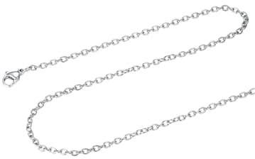 FOCALOOK Collana Donna Catena Uomo 2 mm Sottile Catena Acciaio Inossidabile per Catene Pendenti Collana Uomo Acciaio Inossidaibile Catenina Sotiilissima Donna Colore Argento Larghezza 46cm+5cm