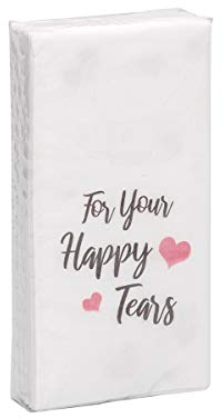 10 x 10 Taschentücher Freudentränen 'For Your Happy Tears' TAUPE-ROSA zur Hochzeit, Taufe oder Kommunion