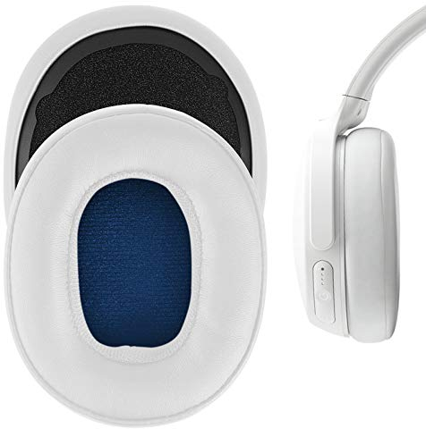 Geekria QuickFit Protein Leather Ear Pads for Skullcandy Venue Wireless ANC Headphones Replacement Earpads/Ear Cushion/Ear Cups, Headset Ear Cover Repair Parts (White)