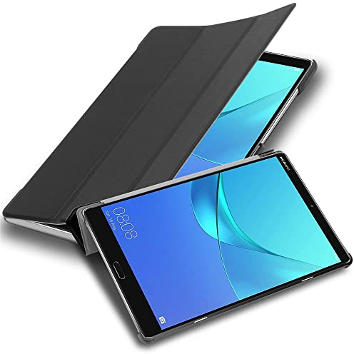 cadorabo Tablet Case works with Huawei MediaPad M5 8 (8.4 Zoll) in SATIN BLACK – Ultra Thin Book Style Protection Cover made of Faux Leather WITH Auto Wake Up with Stand Function
