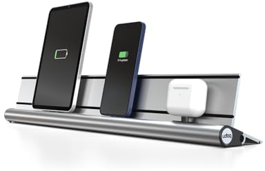 udoq 550 USB-C Ladestation aus Aluminium mit 3 Ladeplätzen und 68W Schnellladen, modulares Starter-Set erweiterbar, Ladehub für Smartphone & Mobile Geräte, Silber eloxiert