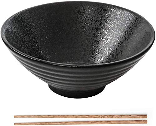 MUXUE Bol De Ramen en Céramique Japonaise, Bols à Soupe Créatifs avec Baguettes, Grand Bol De Nouilles Vintage 900ml, Ramenbowls De Personnalité pour Les Céréales, Pâtes, Nouilles, Apéritif, Etc.
