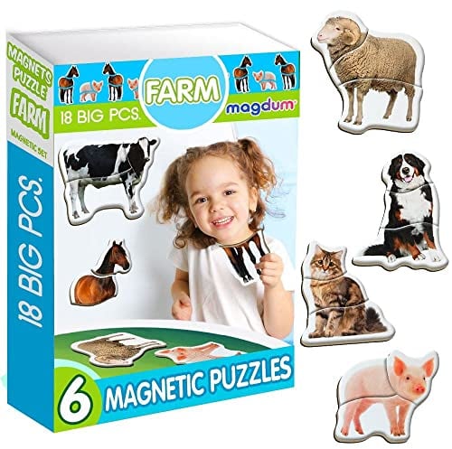 Magdum 6 Bauernhof MAGNETE KINDER PUZZLE ab 3 jahren - Magnete Kinder für magnettafel - Magnet spielzeug kinder -Magnetische Puzzle 3 jahre - Spielzeug ab 3 jahre -Lernspiele ab 3 jahre -Magnet Puzzle