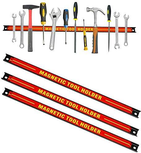 Lot de 3 barres magnétiques porte-outils magnétiques | Barre d'outils pour montage mural | Support robuste pour outils, couteaux et objets métalliques (3 x 60 cm)