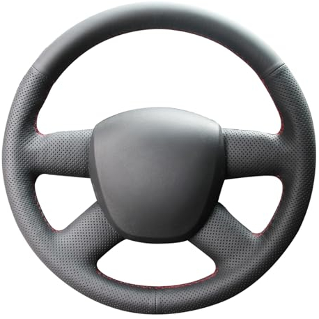 MEWANT Genähter Lenkradbezug für Audi A3 (8P) Sportback A4 (B8) A4 (B7) A6 (C6) 4-Speichen / Ohne Multifunktionstaste / Lenkradzubehör für Audi A3 A4 A6