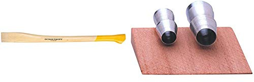 Ochsenkopf OX E-84 E-0800 Ersatzstiel, Esche, Knauf, 800 mm Forstwerkzeuge, gelb, 80.0 x 7.0 x 3.4 cm & OX E-123-0100 Befestigungssatz für Äxte, 3-tlg (2 Ringkeile, 1 Holzkeil)