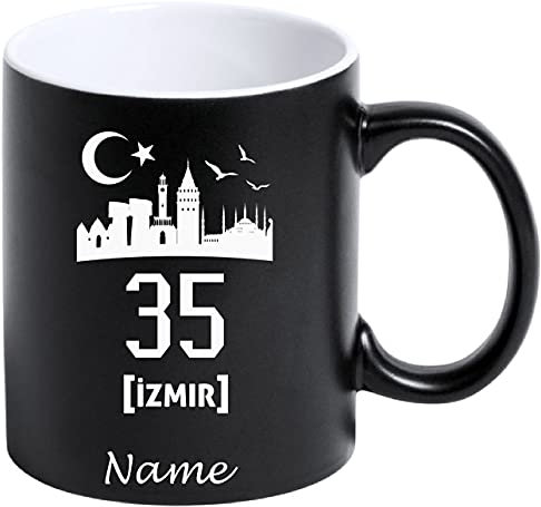 Tasse Kaffeetasse Kahve Cay Bardagi Bardak Hediye Matt Schwarz Türkei Flagge Motiv2 35 Izmir