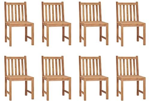 vidaXL 8X Teak Massiv Gartenstuhl Gartenmöbel Stuhl Stühle Holzstuhl Essstuhl Gartenstühle Balkonstuhl Terrassenstuhl Holzstühle Garten