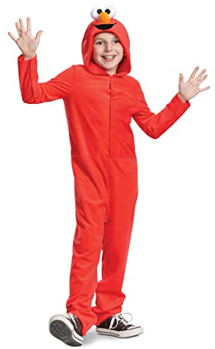 Elmo Costume for Kids, Official Adaptive Sesame Street Costume Jumpsuit and Headpiece, Child Size Small (4-6)