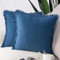 Madizz 2er Set Kissenbezügen aus Wildleder mit Fransenquasten Weiche dekorative Kissenbezüge für Sofa Schlafzimmer Kissenhülle Blau 50x50 cm Quadrat
