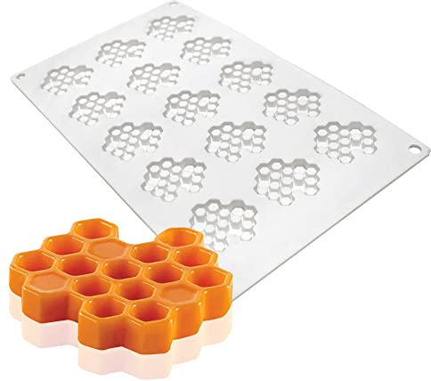 Moldes de silicona con 15 cavidades para chocolate, panal, abeja, fondant, molde de silicona para hornear, moldes de silicona para hornear, molde de silicona para cocina, pasteles, magdalenas