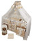 Bello24 - 16 Teiliges Babybett Kinderbett und Bettwäsche komplett Set Happy höhenverstellbar für Neugeborene Babys und Kleinkinder aus Massivholz in fantastischen Farben (Beige Knuddelbären)