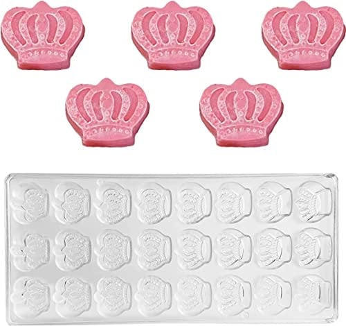 KOMUNJ Stampo per cioccolato trasparente, per cioccolatini, accessori da forno in policarbonato, utensili da cucina, per fai da te, stampo per ghiaccio (forma a corona)