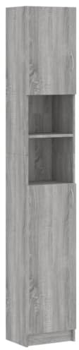 vidaXL Badezimmerschrank, Badschrank mit viel Stauraum, Schrank für Badezimmer, Hochschrank Bad Badmöbel, Grau Sonoma Holzwerkstoff