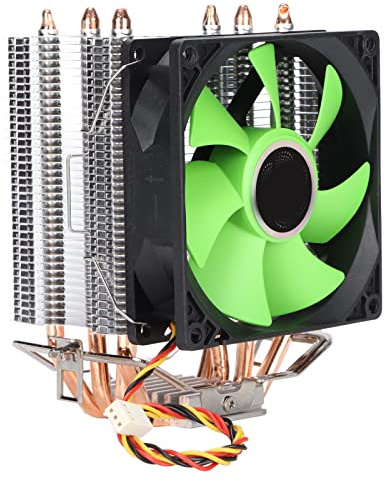 CPU Cooler, 4 Heatpipes 90mm 3pin Noiseless Green Fan Blades Fans Fast Efficient Computer Cooling Fan CPU Heat Dissipation Equipment, for Intel LGA 775, for Core2DUO, for Celeronp (single fan)