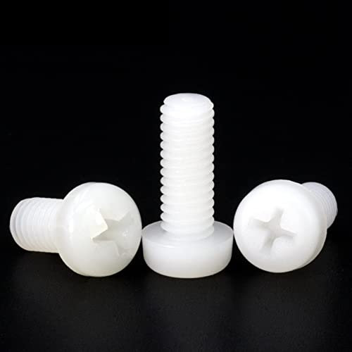 Lot de 50 vis à tête Pan cruciformes métriques M8 × 50 mm en nylon blanc Phillips à tête ronde isolées