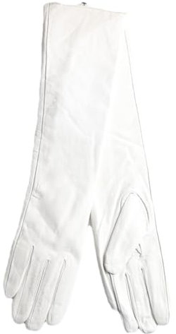 HEAITHpool 50 cm Lange Lederhandschuhe Damen Lederhandschuhe Warme Damen Winterhandschuhe Einfache Damenhandschuhe White M
