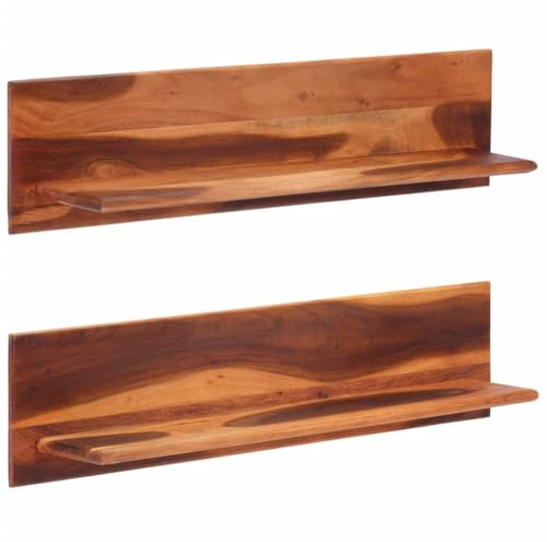 vidaXL Wandregale 2 STK., Hängeregal mit Ablagefläche, Schweberegal Regal für Wohnzimmer Badezimmer, Bücherregal Wandboard, Massivholz Akazie