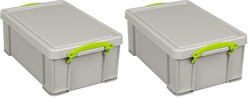 Really Useful Plastic Storage Box 9 Litre Recycled Dove Grey (Pack of 2)
