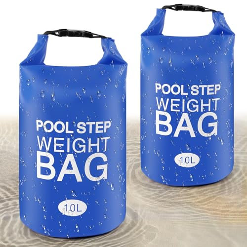 2 Pack Universal Pool Step Weights, 10L/25LB No Breaken Pool Ladder Weights for Above Ground Pools, Waterproof Pool Sand Stair Weights for Pool Steps, Easy&Quick Fill Sand (Blue)