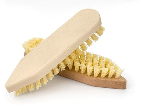 2 Pcs Heavy Duty Wooden Scrubbing Brush With Nylon Hard Bristles | Stiff Brush For Cleaning hard floors, tiles, decking and much more
