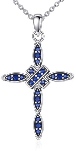 YAFEINI Zirkonia Kreuz Kette für Damen 925 Sterling Silber Kreuz Anhänger Halskette Christlicher Glaube Kreuz Schmuck Geschenke für Herren Mädchen (Kreuz Kette)