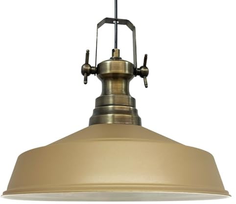 bamyum Asletl Hängelampe Industrial aus Metall Ø41 cm, Küchenlampe Vintage, Hängelampe Esstisch E27, Pendelleuchte Beige, Wohnzimmerlampe Hängend Vintage, Pendelleuchte Esstisch