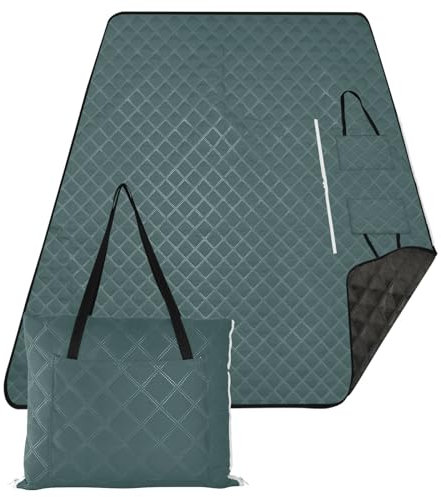 ODAWA Faltbare Picknickdecke, sandfrei, Strand- und Picknickdecke, 203,2 x 299,7 cm, Dunkelgrau