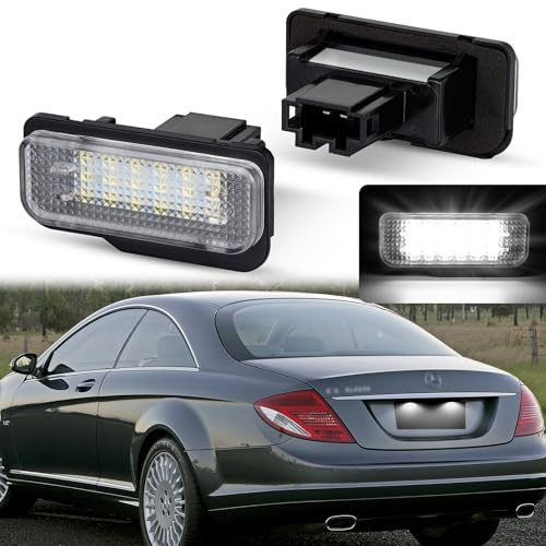 POPMOTORZ LED Kennzeichenbeleuchtung, LED Nummernschildbeleuchtung mit Canbus Fehlerfrei für Mercede-s Benz E-CLASS W211 4D E-CLASS W211 5D C-CLASS W203 5D CLS-CLASS C219 4D SLK-CLASS R171 2D, 2 Stück