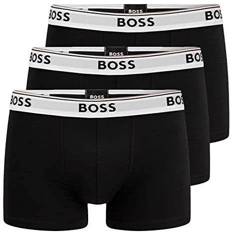 BOSS Herren Power Boxer Trunks Unterhosen Cotton Stretch 3er Pack, Farbe:Schwarz, Wäschegröße:XL, Artikel:-994 Open Black