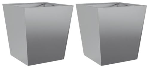vidaXL Garden Planters – 2 Pcs Outdoor Flower Pot Planter Box – Galvanised Steel, 40x40x40cm