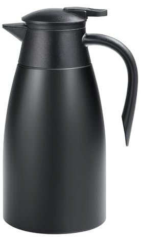 Truevaste 1,5L Thermoskanne Edelstahl Doppelwandige Vakuum Kanne Schwarz