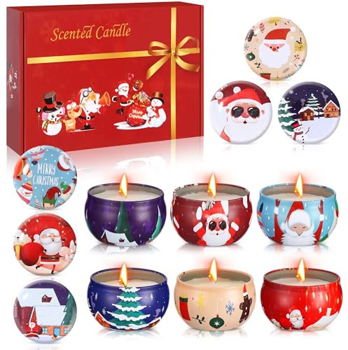 6 Stück Duftkerzen Geschenkset Set,Weihnachten Geschenke Christmas Scented Candles Set Duftkerze Sojawachs Duftkerzen Geschenk Set Aromatherapie Kerzen Weihnachtskerzen Set für Weihnachten
