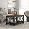 Galano Everly Coffee Table – Modern Storage Cabinet – Distressed Black/Oak Finish – Space-Saving Table for Living Room, Entryway, Foyer, or Bedroom