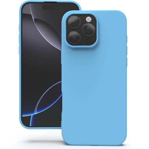 YATWIN Silicone Case for iPhone 16 Pro Max, Soft-Touch, Shockproof, DustProof, Antiskid Full Body Armour Phone Cover for Apple iPhone 16 Pro Max - Sky Blue