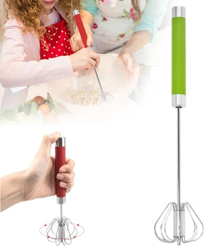 Fouet, Batteur à œufs Manuel en Acier Inoxydable, Batteur Manuel Semi-Automatique Batteur Rotatif Multifonctionnel Fouet Magiqu pour Fouetter, Battre et Mélanger (Grün, 14in)