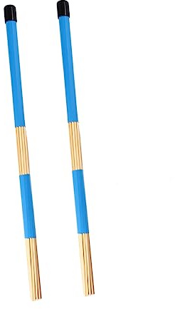 Holz Schlagzeugbesen 1 Paar für Jazz und Folk Musik, Blau | 19 Stück Stäbe, Einfache Praktische Ausführung, Glatte Oberfläche, Bequemer Griff, Leichteres Spielen